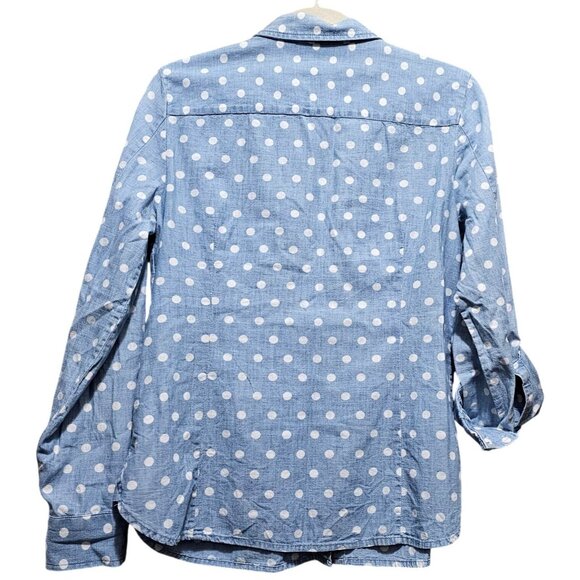 Tommy Hilfiger Womens Blue Polka Dot Button-Up Shirt Size M - Picture 2 of 12